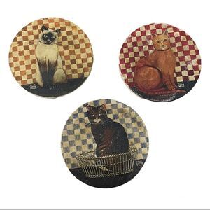 𝅺david Carter Brown Cats Set of 3 Drink Coaster